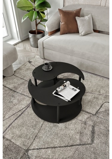 Yin Yang Unıty Serenıty Orta Sehpa 2 Li Siyah 70 Cm Siyah