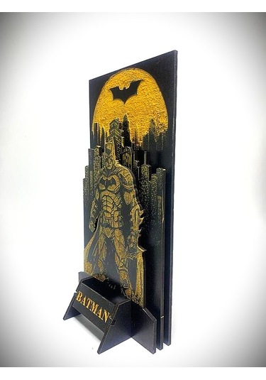 Dükkan Design Lazer Kazıma Kara Şovalye El Boyama Ahşap Biblo Çok Renkli