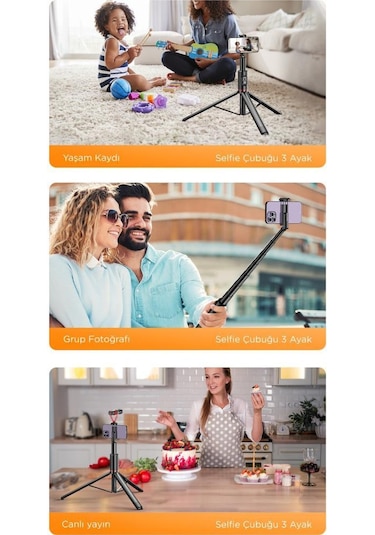 Torima C10 Çok Amaçlı Tripod Kumandalı Selfie Çubuğu Siyah
