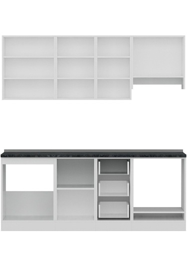 Minar 205 Cm Mutfak Dolabı Beyaz Antrasit 205-a5