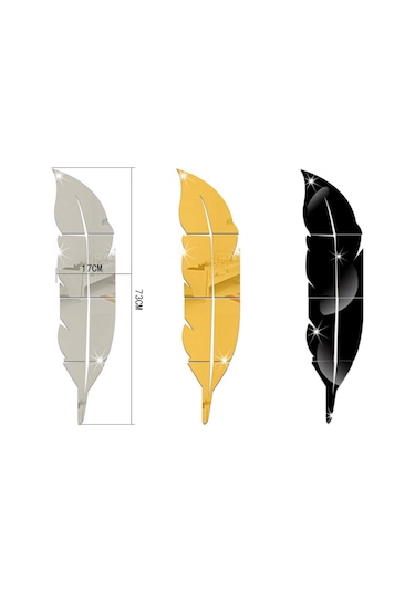 Monyee Siyah Akrilik Kanat Desenli Dıy Yansıta Duvar Sticker - 6 Parça, Yapıştırıcı, Kaldırılabilir, Ev Dekorasyonu Siyah