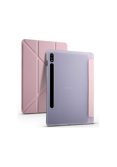 Galaxy Tab S7 T870 Kılıf Uyumlu Zore Tri Folding Kalem Bölmeli Standlı Kılıf-rose Gold Tablet Kılıfı