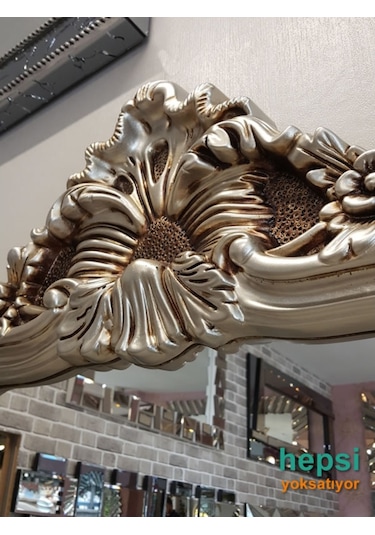 Vintage Madam Model Gümüş Renk Varaklı Boy Aynası Gümüş