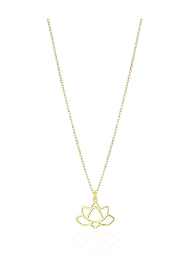 Tasarım Lotus Çiçeği 24k Altın Kaplama Gümüş Kolye Oyot319