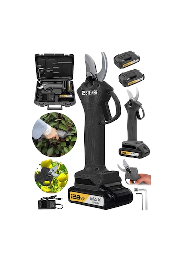 Steiner 128 Vf 10ah Çift Akülü Bağ Makası Dal Budama Makası Siyah