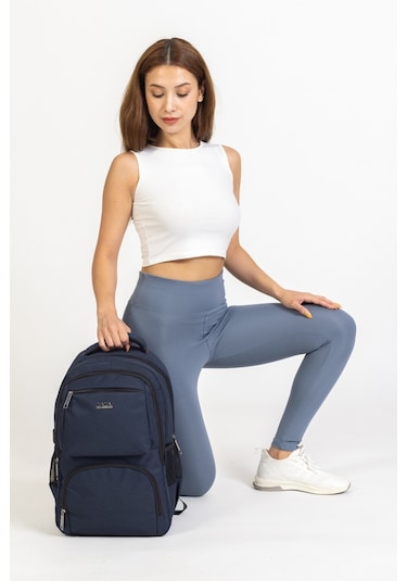 Case Club 13,3-14 İnç Lacivert Laptop Sırt Çantası Su Geçirmez Kumaş Darbe Emici Koruma