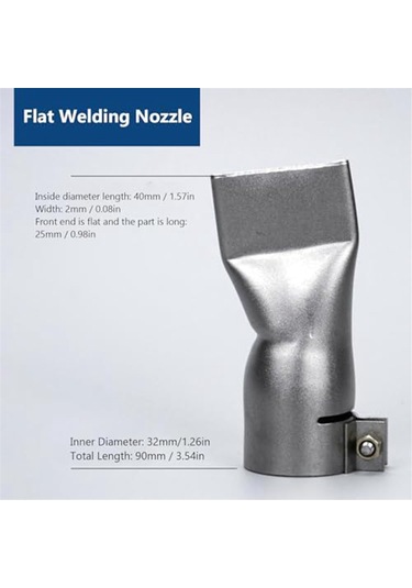Xurunkeji 40 Mm Düz Geniş Ağızlı Kaynak Ucu Sıcak Hava Tabancaları İçin Kolay Değiştirilebilir Paslanmaz Çelik Kaynak Ucu