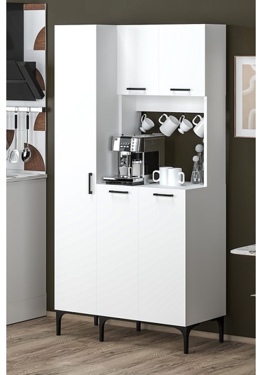 Hola Çok Amaçlı Boy Dolaplı Kahve Köşesi, Kiler Dolabı, Mutfak Erzak Dolabı, Mini Mutfak Dolabı Beyaz Hola Çok Amaçlı Boy Dolaplı Kahve Köşesi, Kiler Dolabı, Mutfak Erzak Dolabı, Mini Mutfak Dolabı Beyaz