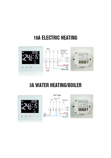 Geeksen K2mh16a Wifi Akıllı Elektronik Isıtıcı Termostati - 16a, 5-95 C, Dokunmatik Kontrol, Ev Ofis İçin