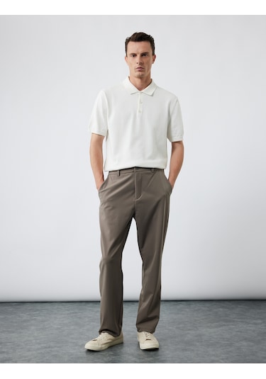 Koton Slim Fit Cep Detaylı Düğmeli Esnek Kumaş Pantolon Vizon 6wam40084hw Vizon
