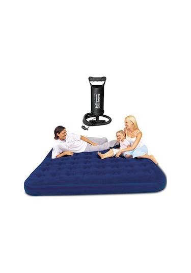 Bestway BW109 Üç Kişilik Şişme Yatak + El Pompası 203x183x22 CM - Mavi