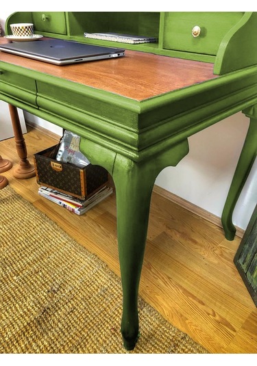 Masifart_Mobilya Masifart Sema Ahsap Calisma Masası 110 Cm Yeşil Eskitme