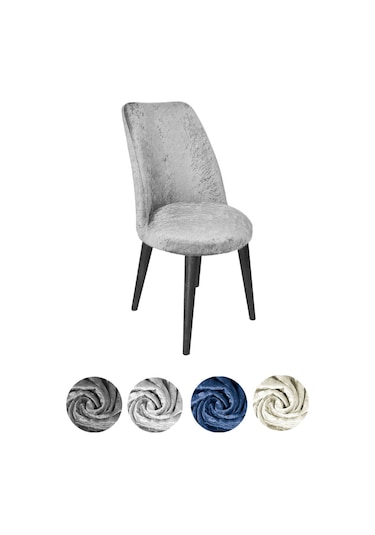 Upmall Kadife Oval Sandalye Kılıfı,sandalye Örtüsü Gri 6 Adet