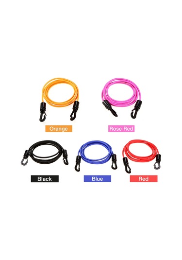 Mufunye Kano İçin Esnek Lastikli Nilon İki Kancalı Kordon - Siyah 1.6m Uzunluk