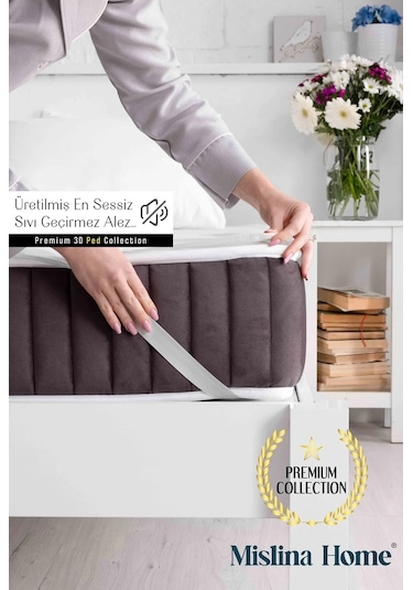 Mislina Home Premium Sıvı Geçirmez Köşe Lastikli Ped Tek - Çift Kişilik Çocuk Yatak Koruyucu Alezi Beyaz