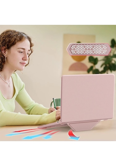 Apple Macbook Uyumlu  Pro 14 2021 Macbook Uyumlu  Deri Kapak - Pembe Çok Renkli