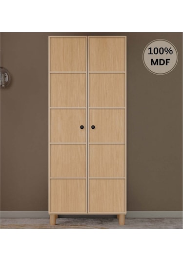 Meşe 2 Kapak Mdf Ayaklı Tasarım Gardırop Rota
