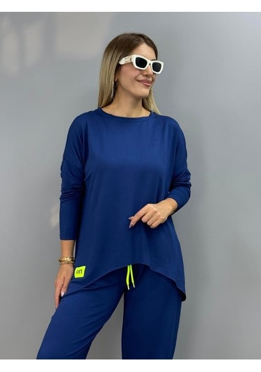 The İstanbul Kadın Iki Iplik Viskon Pamuk Kumaş Arma Detaylı Ikili Takım Lacivert