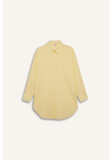 DeFacto Regular Fit Pamuklu Plaj Gömleği-Fall in Love W8241AZ25SMYL118 Sarı