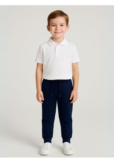 Çocuk Beli Paçası Lastikli Yumuşak Dokulu Okul Eşofman Altı-16088 Lacivert