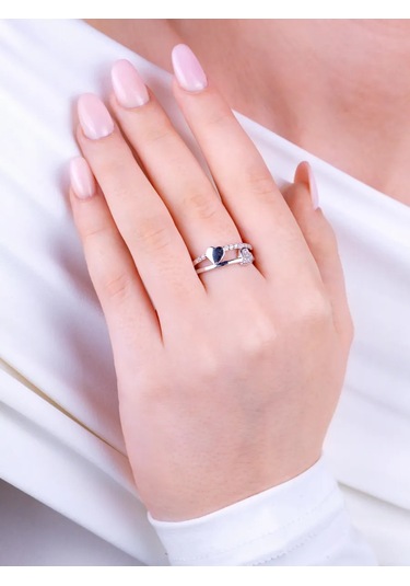 Torgovyj Dom Uvelir Holding Aşıklar İçin 925 Ayar Gümüş Çift Kalp Yüzük 410012046 Gümüş