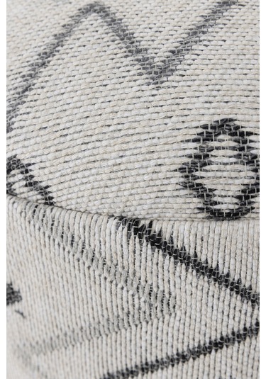 Bliss Gri Etnik Desenli Krem Puf 45 X H 42 Cm 4280 Gri