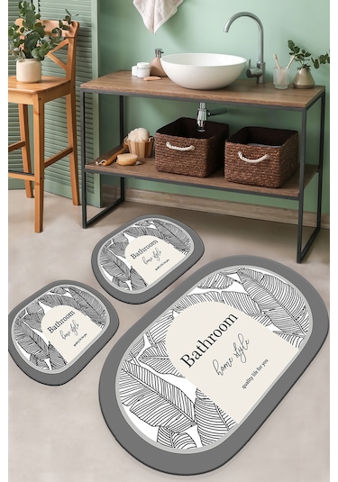 EARTH SURFACE DJT 3 LU SET Banyo Halısı Banyo Paspası Çok Renkli
