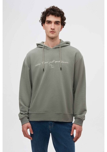 D's Damat Relaxed Fit Haki Nakışlı Sweatshirt 3ECE24ORT0493 Haki