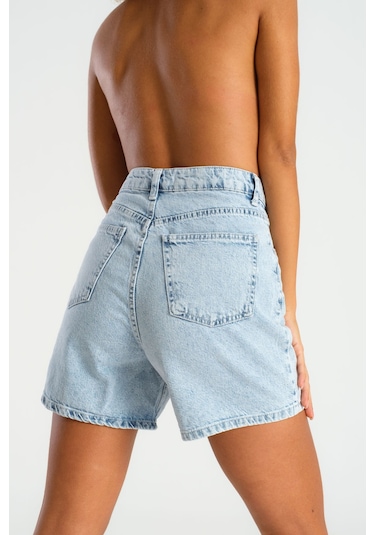 Itsbasic Kadın Snow Kot Rengi Diana Mom Fit Denim Şort