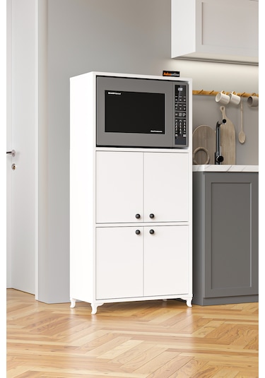 Ae-2065 Nergis Beyaz Çok Amaçlı Mutfak Dolabı&banyo Dolabı, 4 Kap