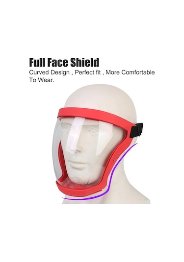 Springsun Kırmızı Güncellenmiş Tip Tam Güvenli Transparan Yüz Maskesi - Sprey, Toz Ve Çalışma/sürekli Kullanıma Dayanıklı