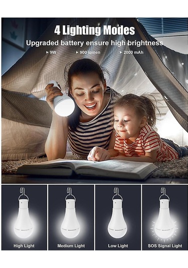 Usb Şarj Edilebilir Lamba Pil Yedeklemeli Acil Durum Işığı Ev İçin Güç Asılı Ledby Beyaz