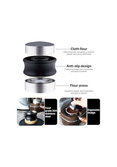 51mm 2'si 1 Arada Kahve Dağıtıcısı Ve Tamper Gıda Sınıfı Gümüş Diğer