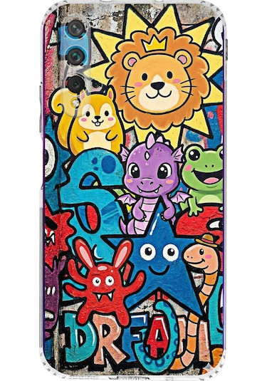 Huawei Nova 5t İle Uyumlu Grafiti Star Team Tasarımlı Şeffaf Silikon Kılıf Şeffaf