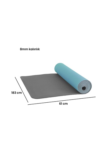 Yumuşak Ve Kaymaz Yüzeyli Yoga & Pilates Matı - 8mm Kalınlık, Hafif Ve Taşınabilir Spor Matı Mavi