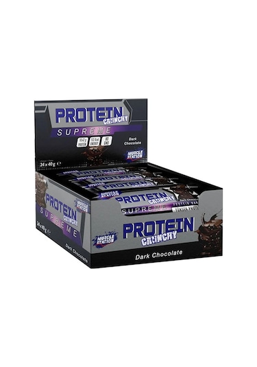 Muscle Station Supreme Crunchy Protein Bar 40 Gr 24 Adet - Bitter Çikolata