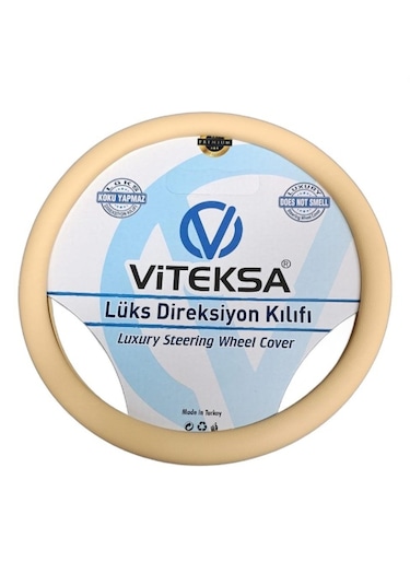 Viteksa Lüks Kokusuz Sert Silikon Direksiyon Kılıfı Bej