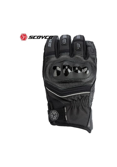 Motoanl Scoyco Deri Ve Cordura Reflektörlü Eldiven Gri - Siyah