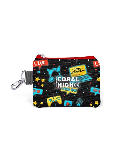 Coral High Kids Siyah Mavi Gamer Desenli Bozuk Para Çantası 21918 Siyah - Mavi