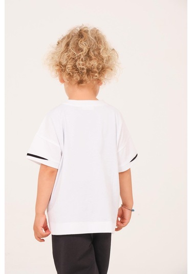 Erkek Çocuk Baskılı T-shirt - Beyaz Beyaz
