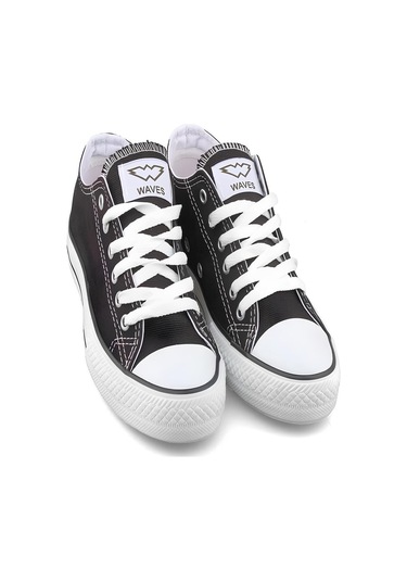 Waves 700 Unisex Keten Sneaker Ayakkabı Siyah Beyaz 38 Beyaz - Siyah