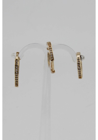 Niki Aksesuar Zirkon Üçlü Gold Mini Halka Küpe Seti Gold