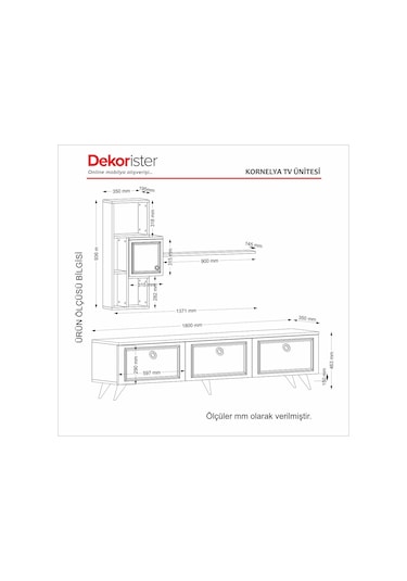 Dekorister Exclusive Kornelya Tv Ünitesi Beyaz
