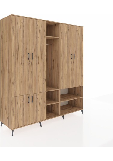 Kronos Dolap 15 Raflı 5 Kapaklı Tek Askılı 220x59x243 Çam-çam/çam Atlas Çam/atlas Çam