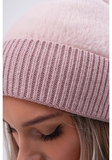 Peluş Ponponlu Bere Pudra