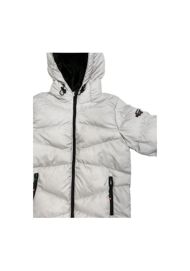 Erkek Çocuk Kapüşonlu Şişme Mont-11053 Gri