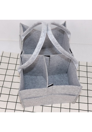 Dianziye Bebe Bezi Felt Depolama Çantası - Ev Ve Seyahat İçin Organize, Hafif Ve Dayanıklı, Gri, 34x24x18 Cm Gri