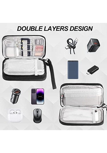 Dinosaurs Elektronik Organizatör, Seyahat Kablosu Organizatör Çantası, Suya Dayanıklı Çift Katmanlar Kılıfı Kablo, Telefon, Şarj Cihazı Için Taşıma Çantası Altın