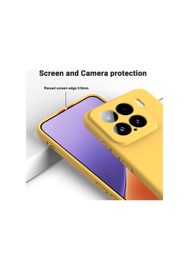 Xiaomi 15 İçin Düz Renk Sıvı Silikon Düşmeye Dayanıklı Tam Kapsama Telefon Kılıfı Sarı