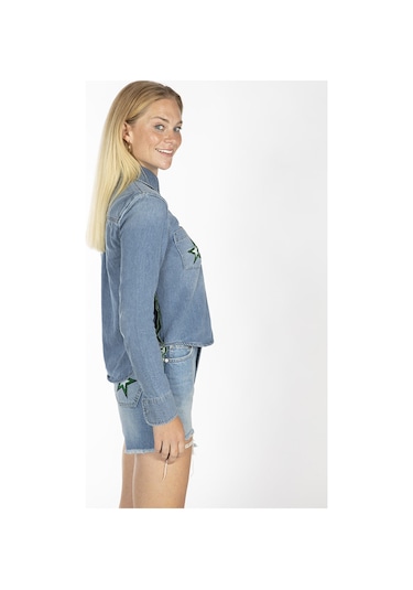ZOE KARSSEN Kadın Jean Gömlek  ZOKN5072 Mavi